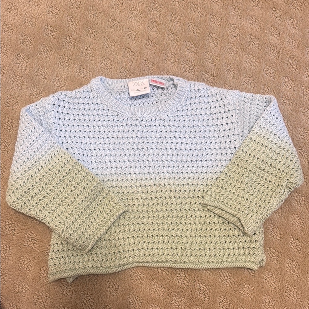 Zara Kids Gradient Knit Sweater in Blue and green